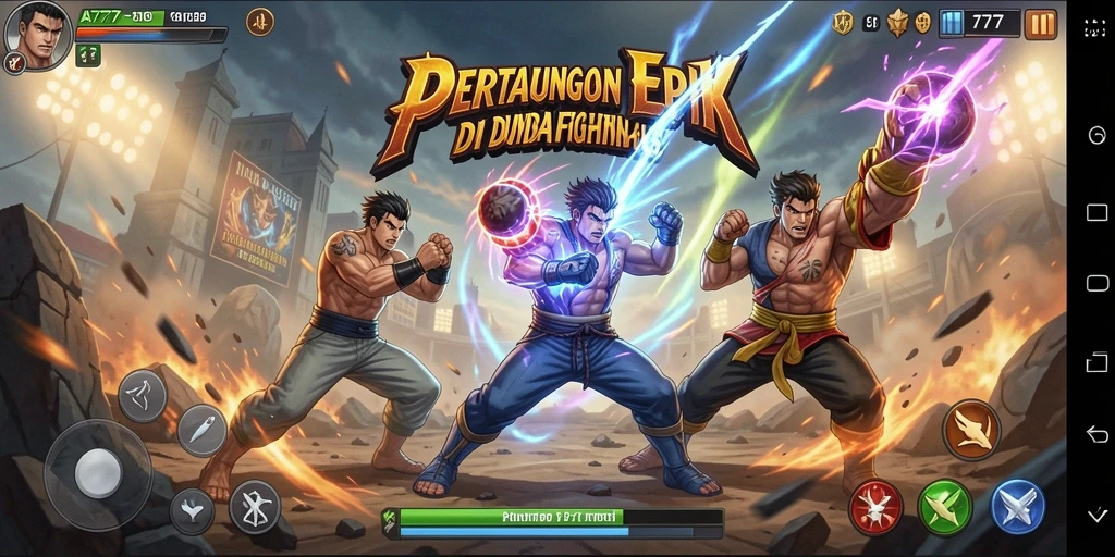 Gameplay A7777 yang menampilkan pertarungan seru dan karakter yang menarik.