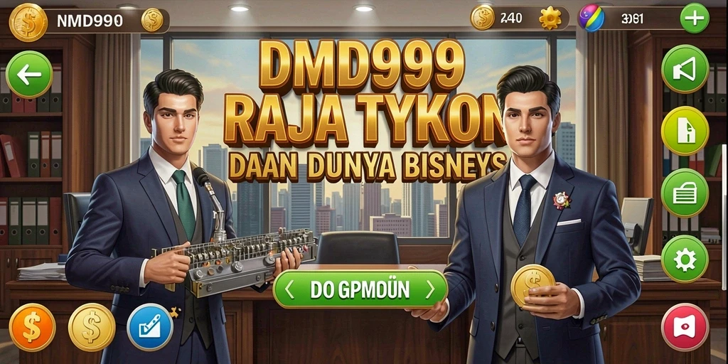 Screenshot gameplay DMD999 menampilkan interaksi bisnis yang menarik.