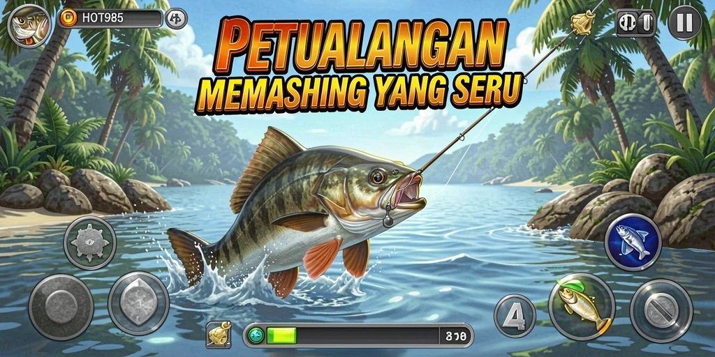 Screenshot HOT985 menampilkan momen seru saat memancing di laut.