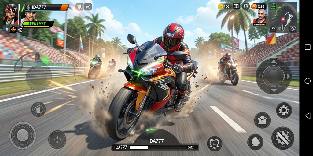 Gameplay balapan motor yang seru dan penuh aksi di IDA777.