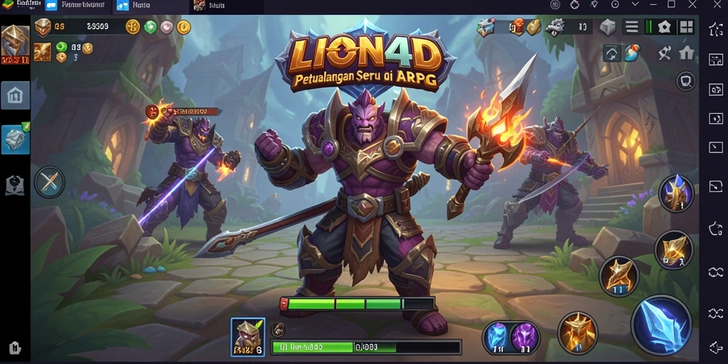 Tampilan dinamis gameplay ARPG LION4D yang mengesankan.