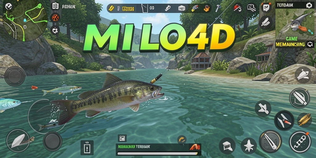 Screenshot gameplay <strong>MILO4D</strong> yang menampilkan aktivitas memancing yang seru.