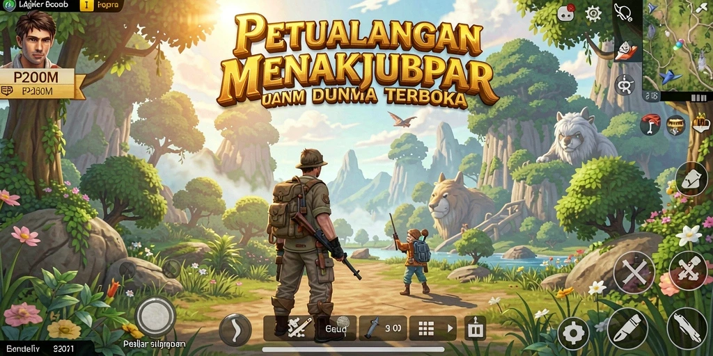 Tangkapan layar gameplay P200M di dunia terbuka yang luas.