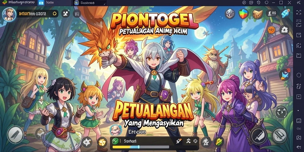 Screenshot gameplay PIONTOGEL dengan karakter anime yang dinamis.