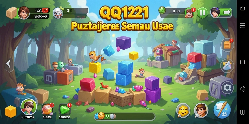 Gameplay menantang dalam QQ1221 dengan berbagai teka-teki menarik.