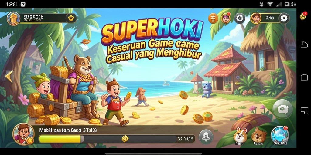Tampilan gameplay <strong>SUPERHOKI</strong> yang seru dan penuh warna.