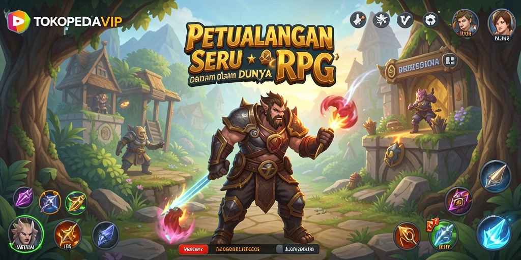 Screenshot gameplay dari TOKOPEDIAVIP yang menunjukkan aksi pertempuran RPG.