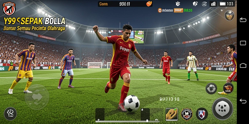 Tampilan gameplay Y89 dengan aksi lapangan sepak bola yang menakjubkan.